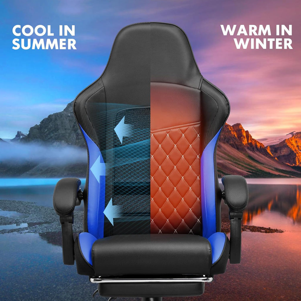 Ergonomic Gaming Chair with Footrest & Lumbar Support