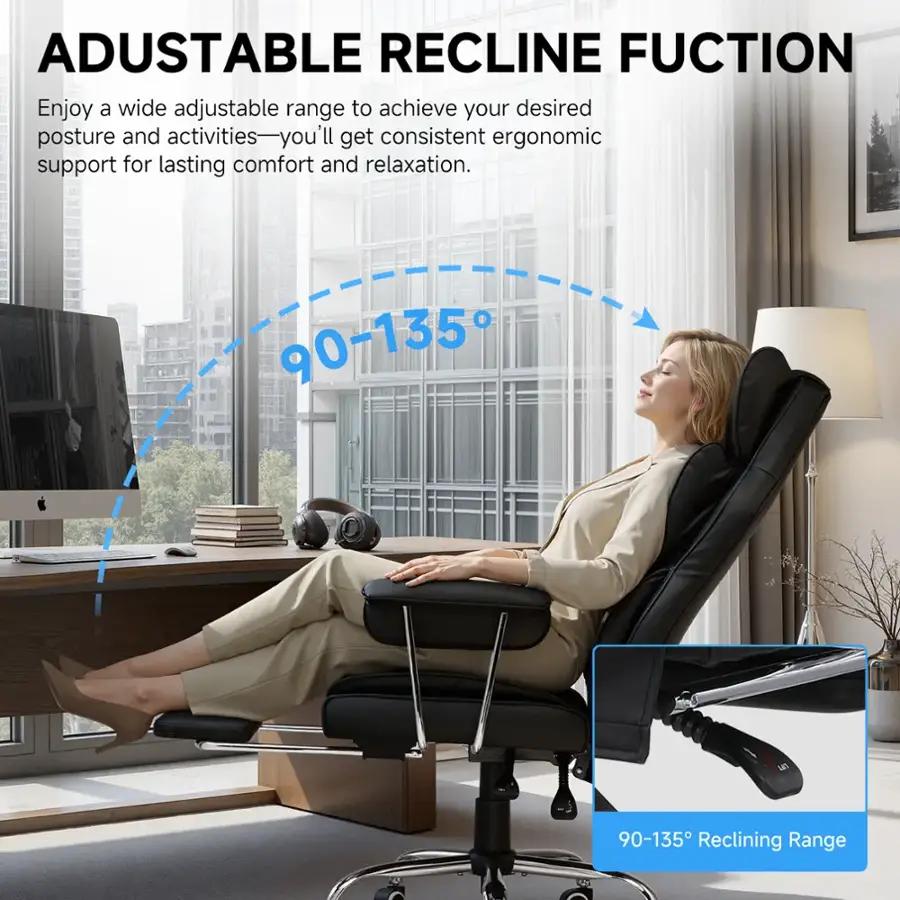 Ergonomic Gaming Chair with Footrest & Lumbar Support