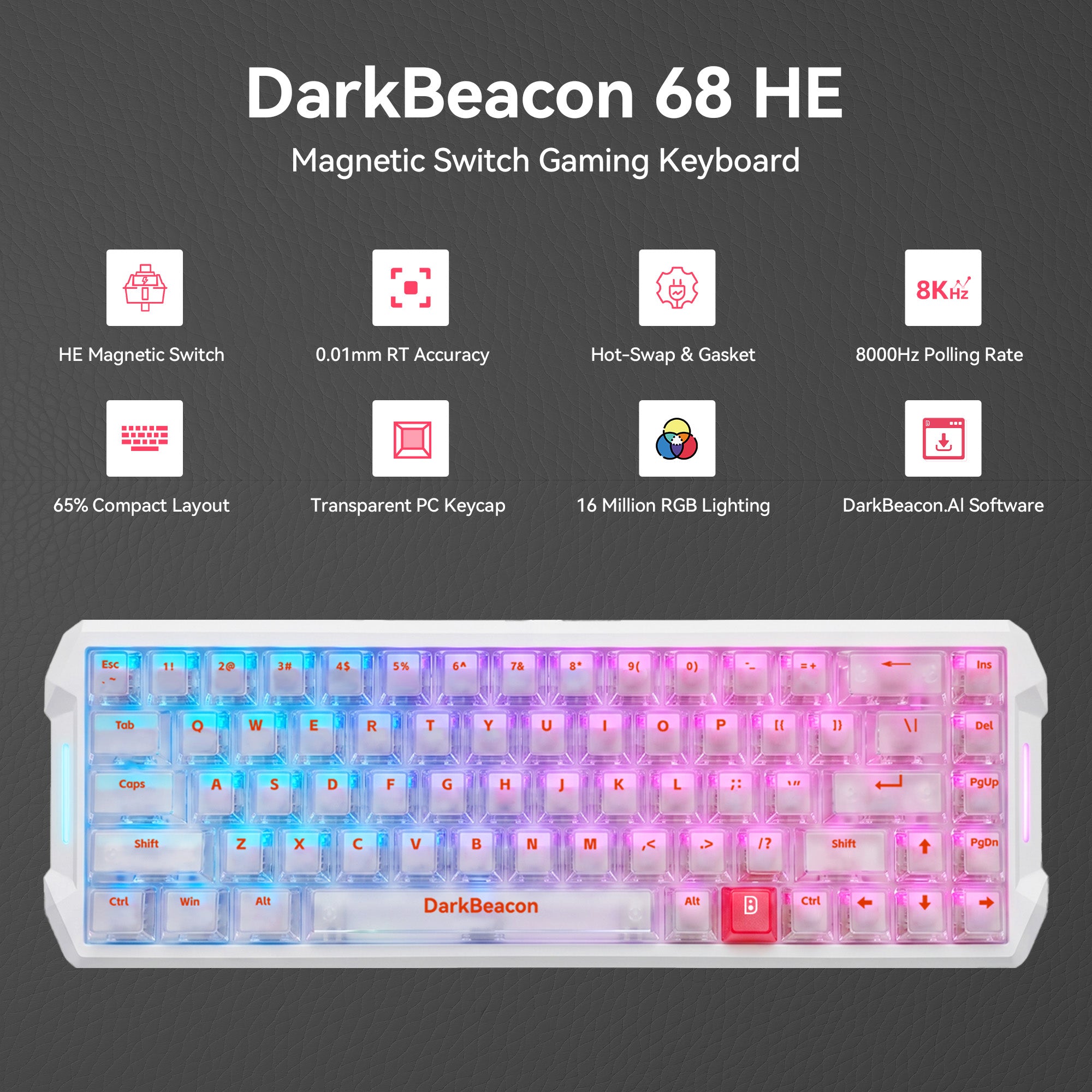 68-Key Hall Effect Mechanical Gaming Keyboard
