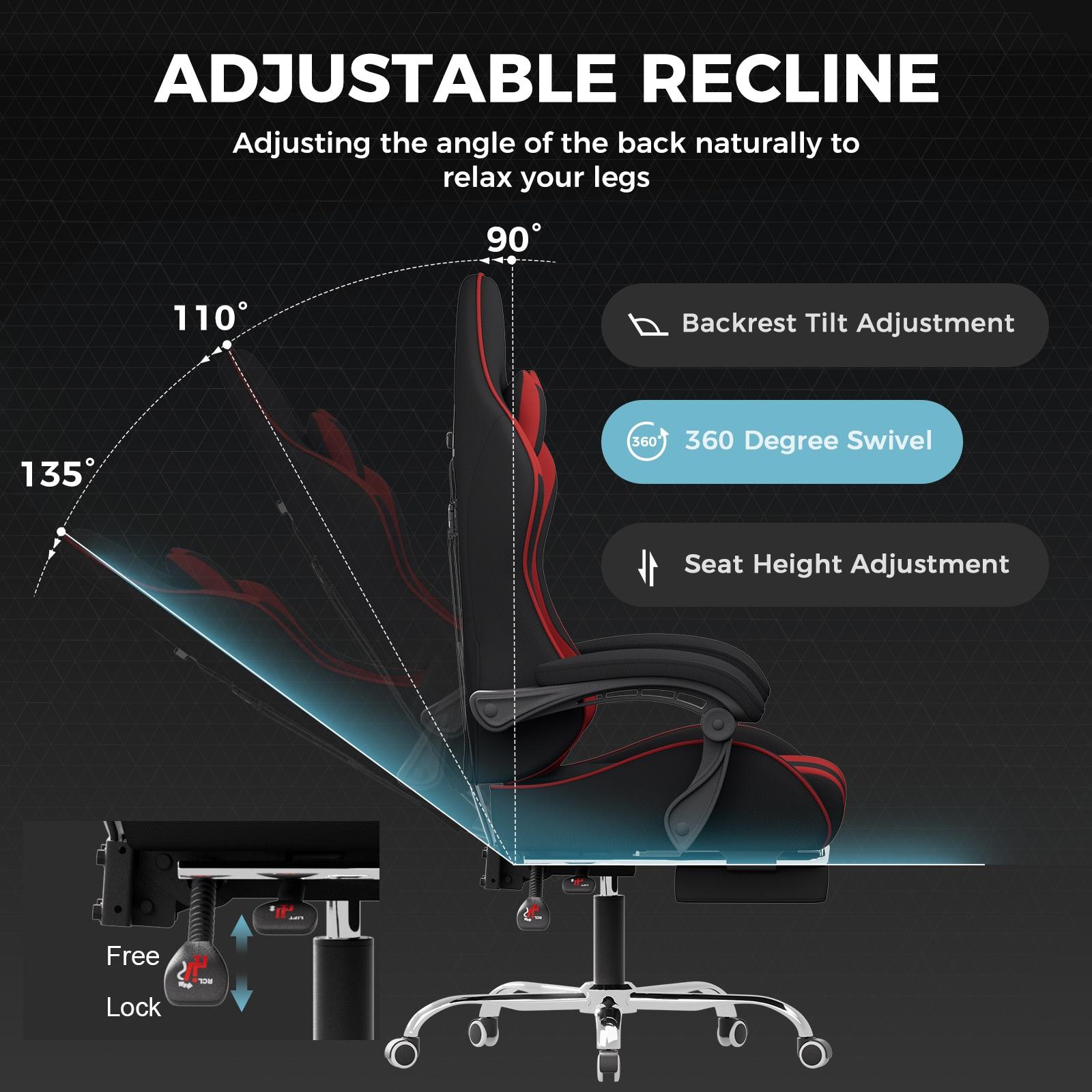 Ergonomic Gaming Chair with Footrest & Lumbar Support